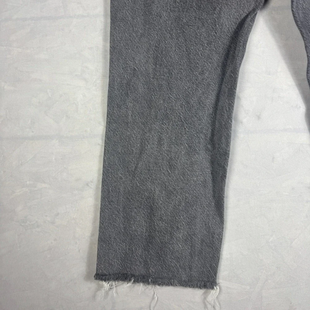 PacSun Womens Straight Jeans Dark Gray Denim Fray‎ Raw Hem High Rise Outdoor 28